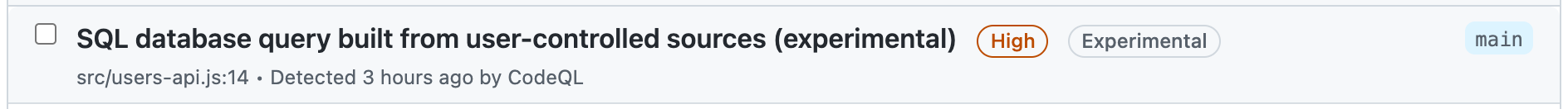 Alerte expérimentale d’analyse du code dans la liste