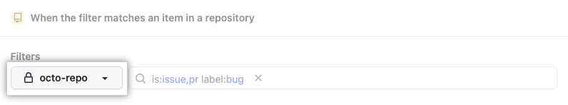 Screenshot showing repository select