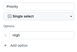 Screenshot showing the single select option