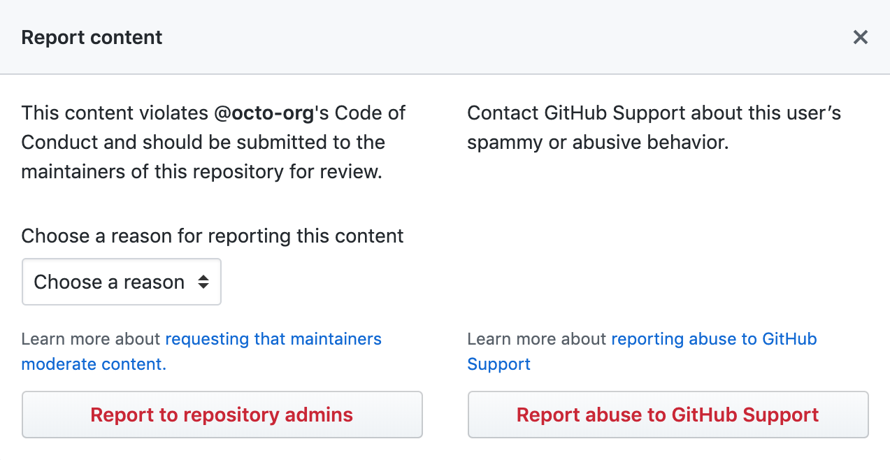 Cuadro de diálogo modal "Notificar contenido"