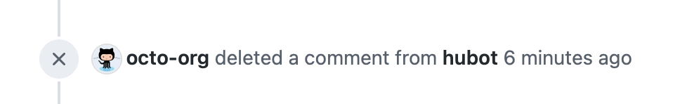 Événement de chronologie anonymisé pour un commentaire supprimé