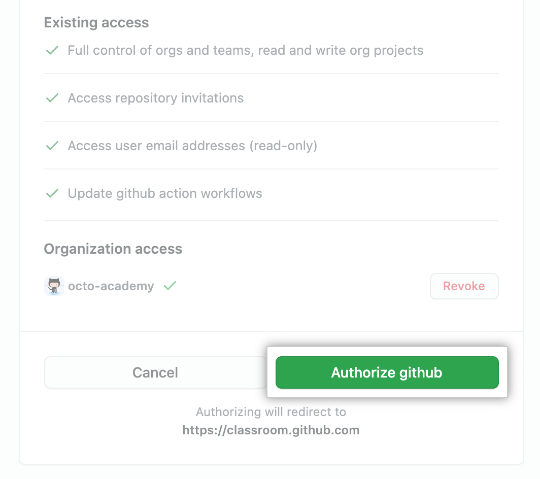 조직의 “Authorize”(권한 부여) 단추 클릭