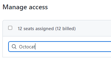 Captura de pantalla de la barra de búsqueda en "Administrar acceso".